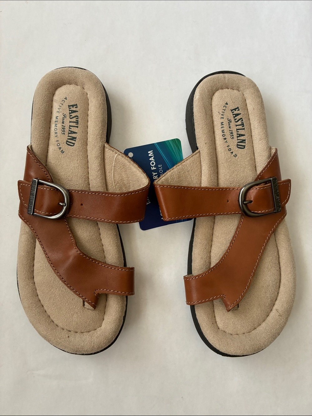 Eastland Women’s Tan Brown Buckle Comfort Slide Sandals